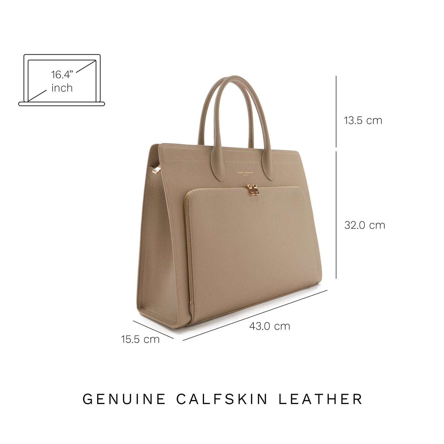 Cadeau d'Isabel taupe calfskin leather handbag and zipper wallet gift set - - Isabel Bernard