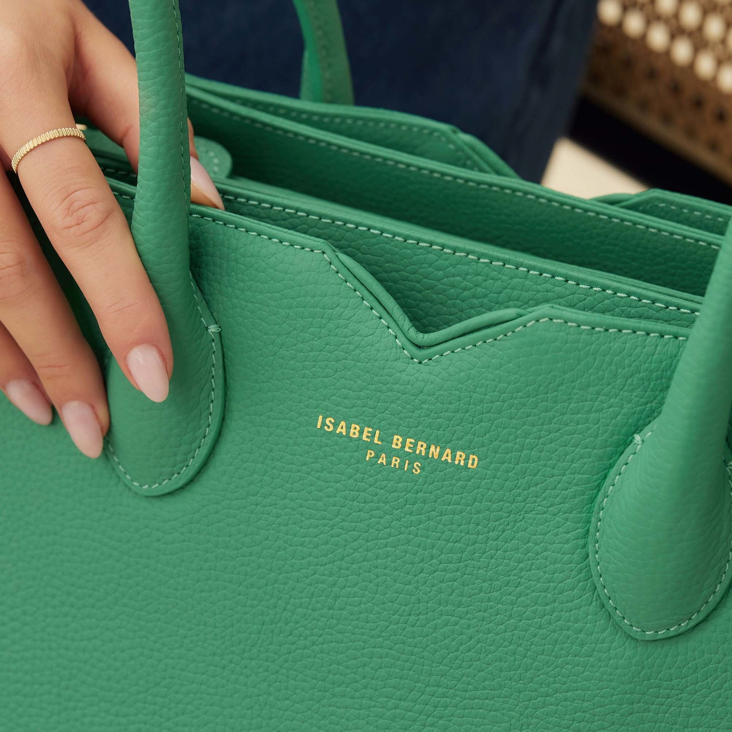 Honoré Cloe green calfskin leather handbag -  - Isabel Bernard