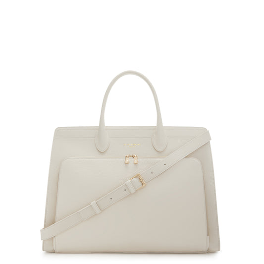 Honoré Nadine cream calfskin leather handbag with laptop compartment -  - Isabel Bernard