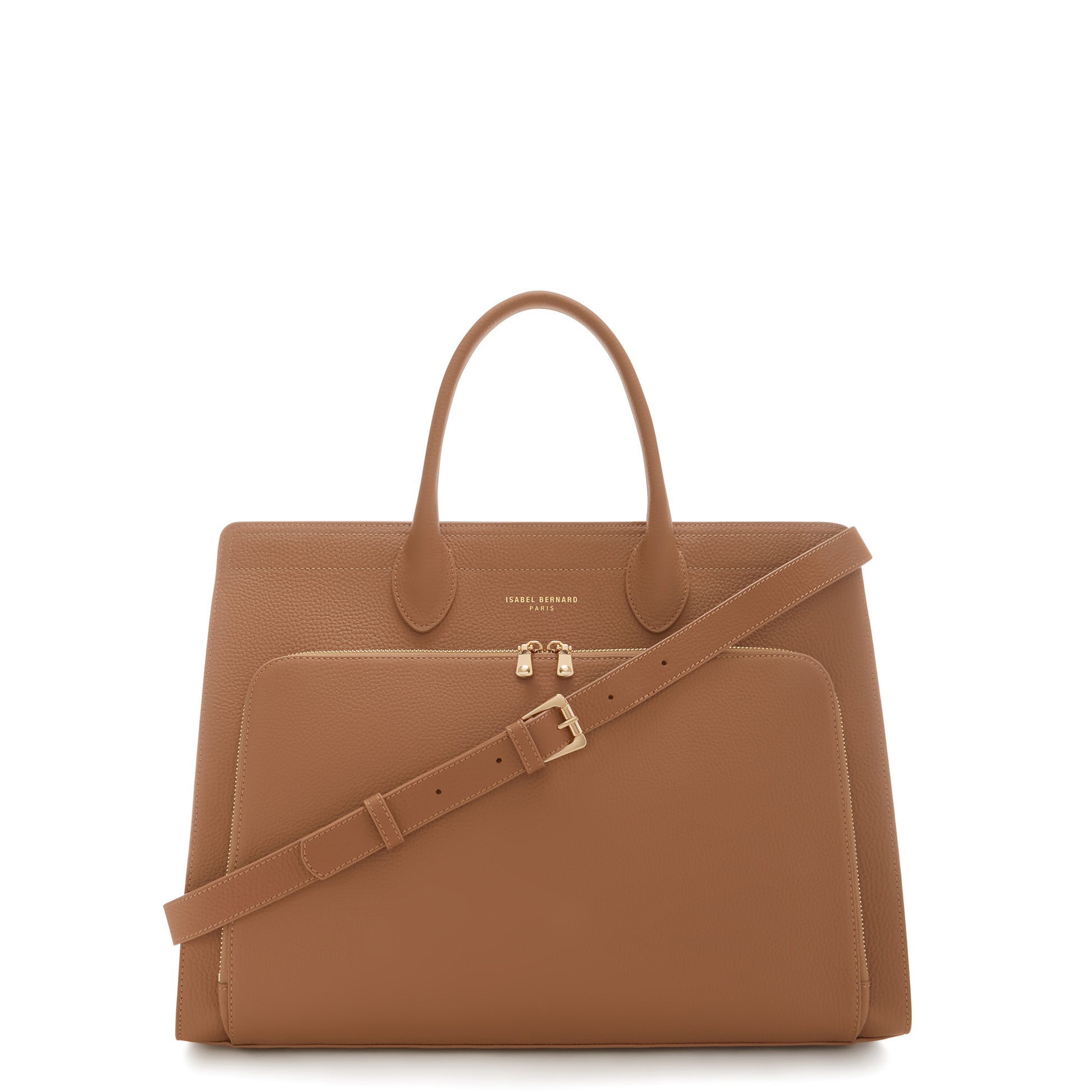 Honoré Nadine camel calfskin leather handbag with laptop compartment -  - Isabel Bernard