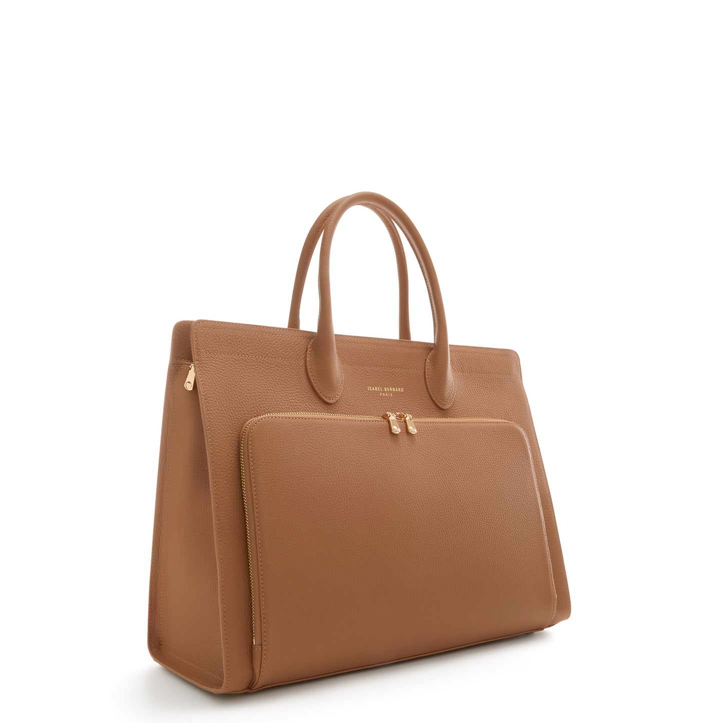 Honoré Nadine camel calfskin leather handbag with laptop compartment -  - Isabel Bernard