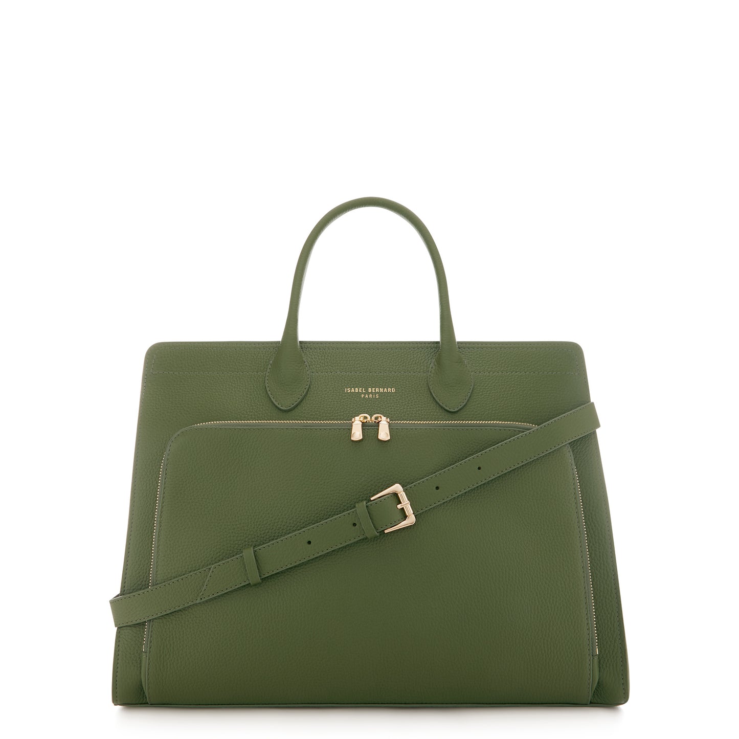 Honoré Nadine green calfskin leather handbag with 16.4 inch laptop compartment -  - Isabel Bernard