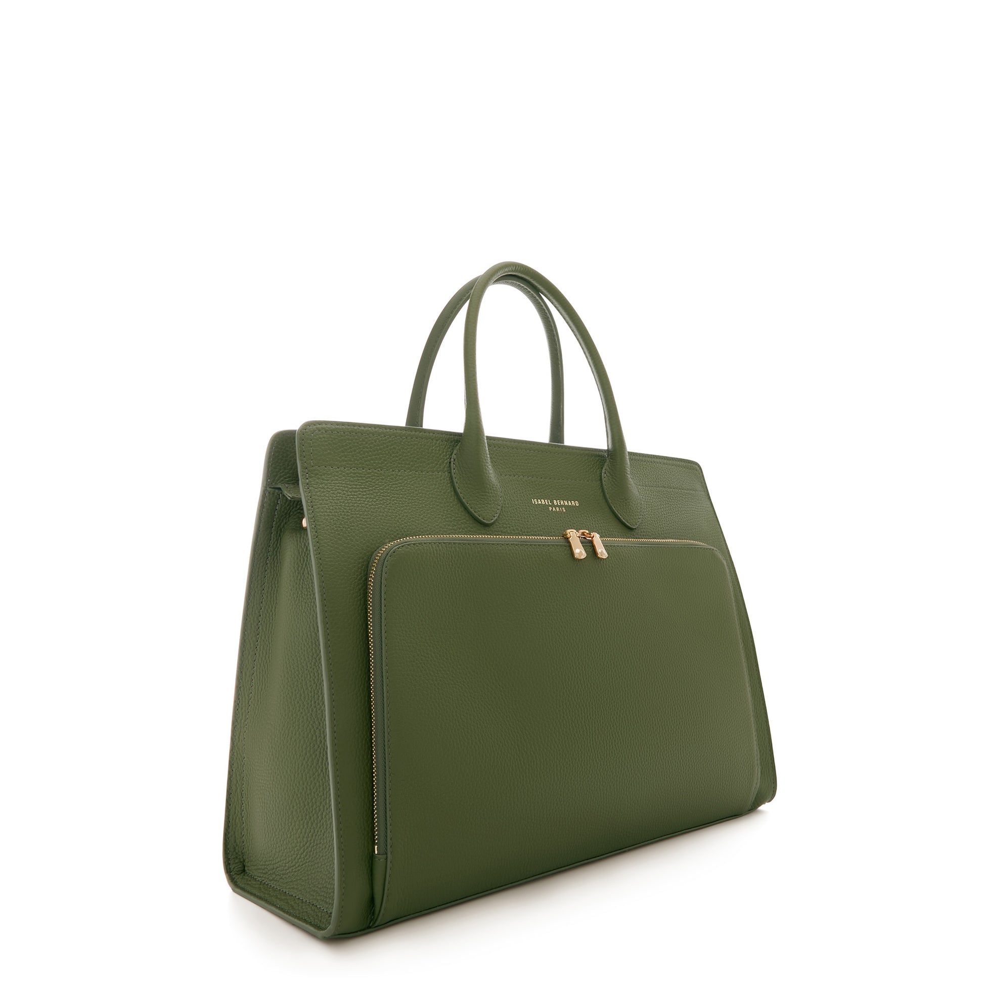 Honoré Nadine green calfskin leather handbag with 16.4 inch laptop compartment -  - Isabel Bernard