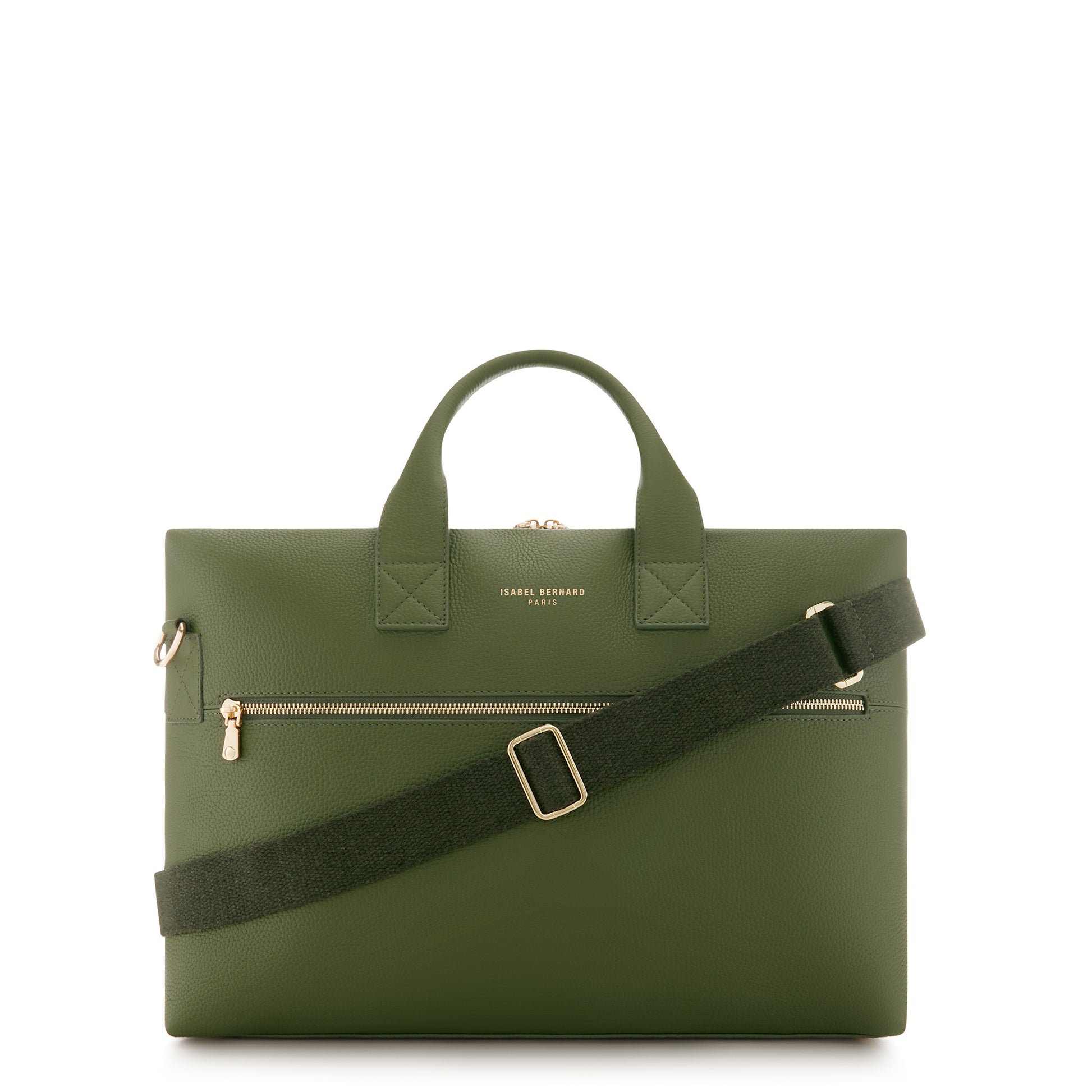 Honoré Anique green calfskin leather handbag with 16.4 inch laptop compartment -  - Isabel Bernard