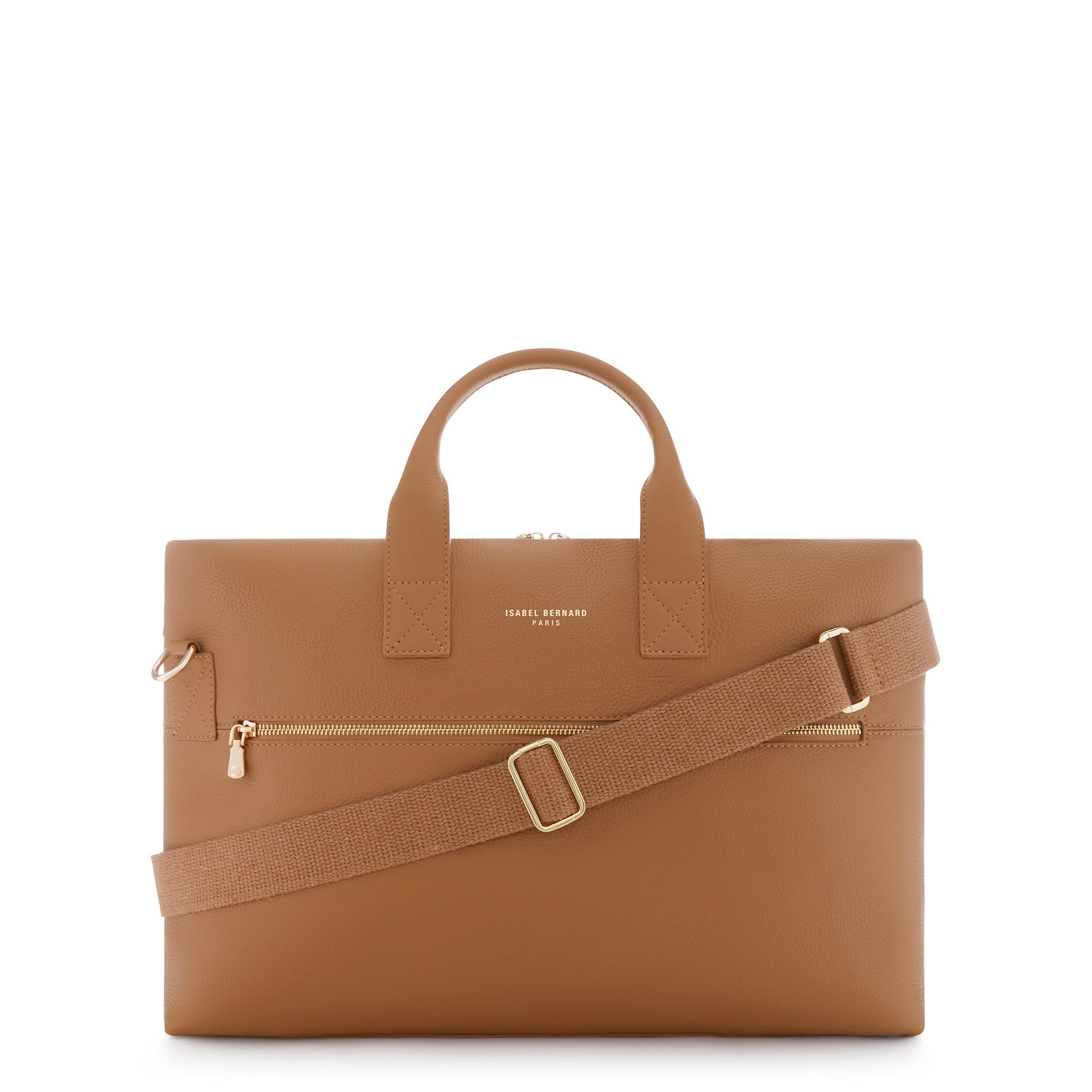 Honoré Anique camel calfskin leather handbag with 16.4 inch laptop compartment -  - Isabel Bernard