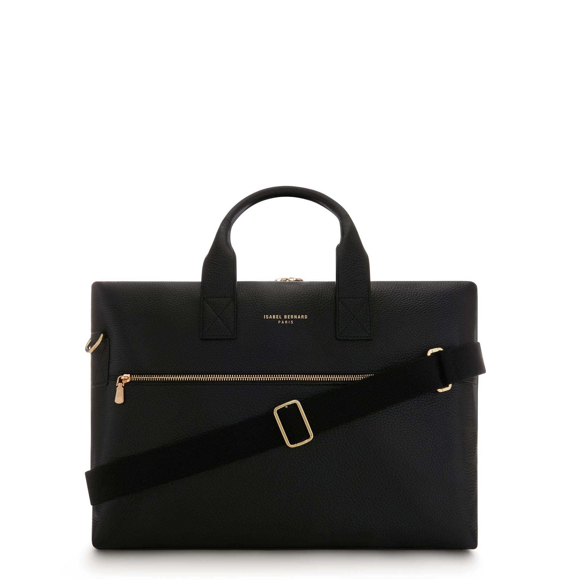 Honoré Anique black calfskin leather handbag with 16.4 inch laptop compartment -  - Isabel Bernard