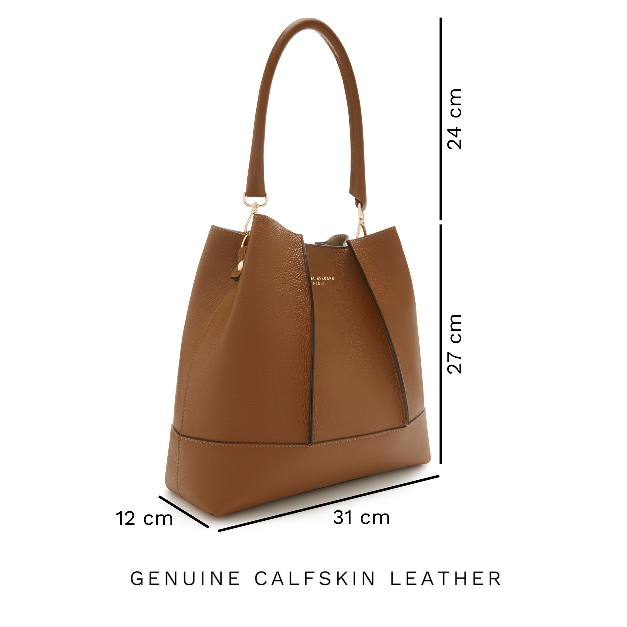 Femme Forte Macie cognac calfskin leather shoulder bag