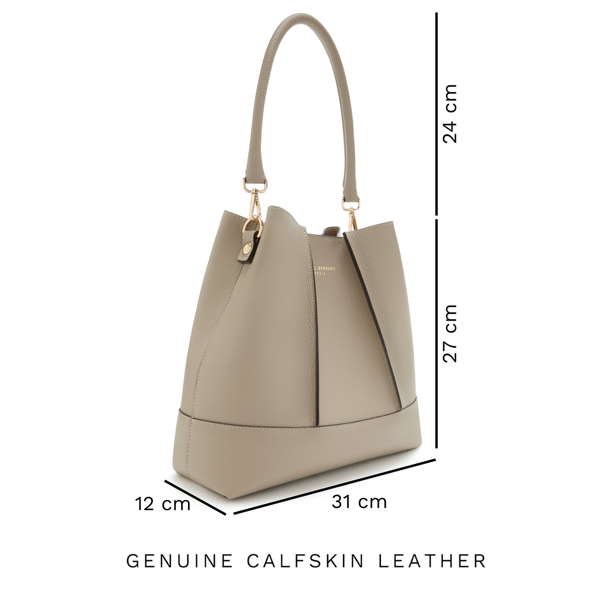 Femme Forte Macie taupe calfskin leather shoulder bag -  - Isabel Bernard