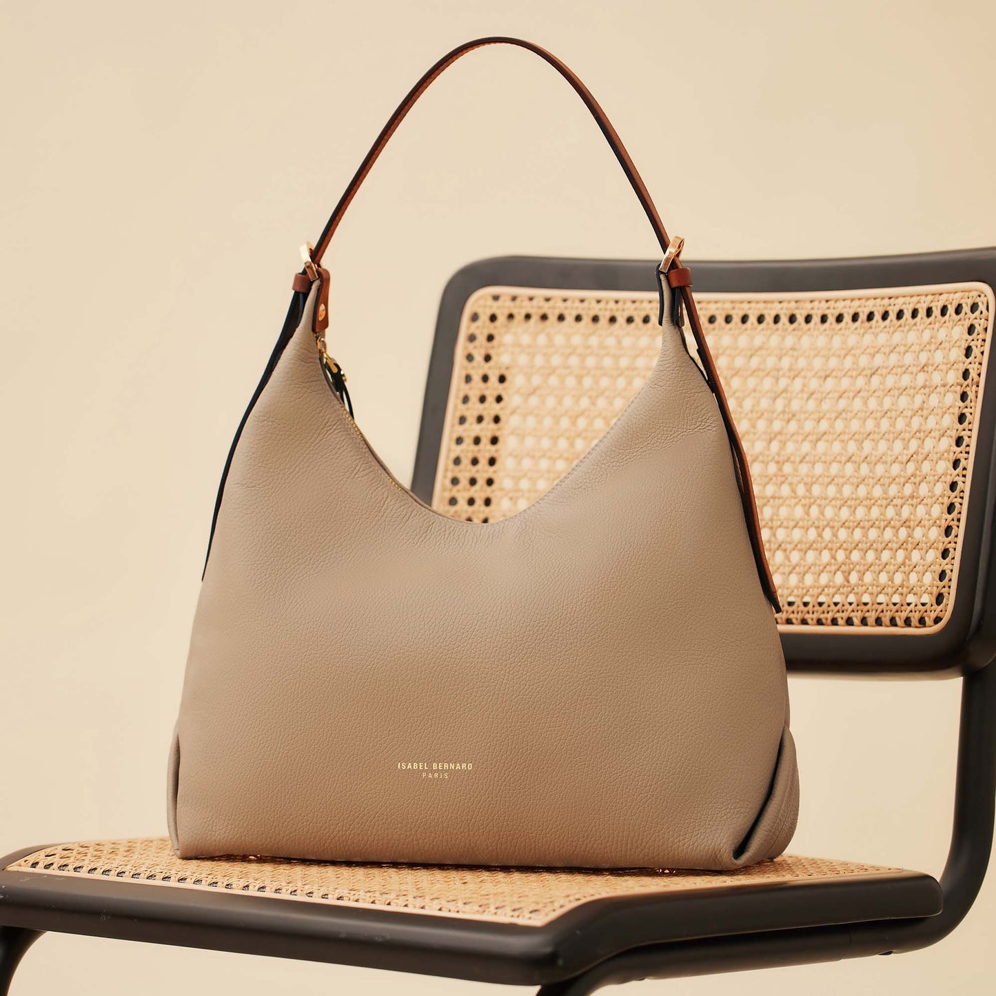 Honoré Muriel taupe calfskin leather shoulder bag -  - Isabel Bernard