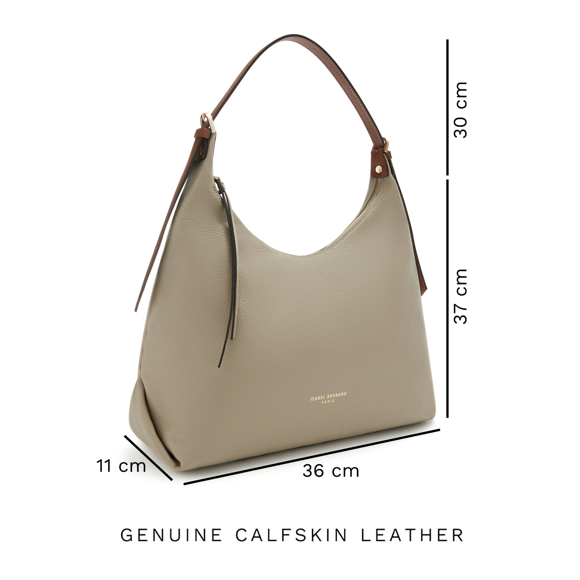 Honoré Muriel taupe calfskin leather shoulder bag -  - Isabel Bernard