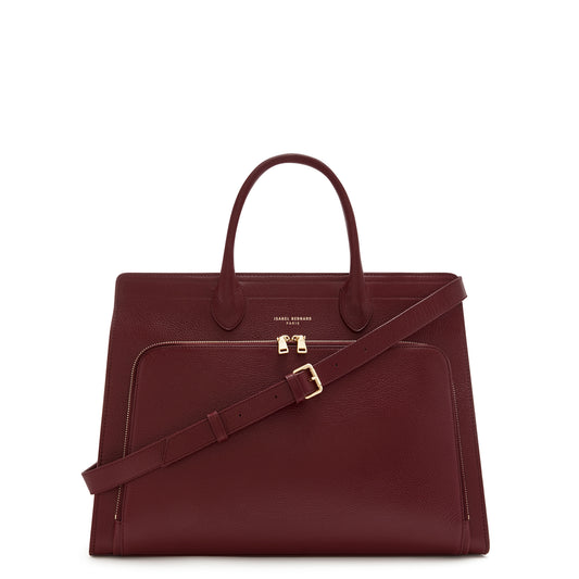 Honoré Nadine bordeaux red calfskin leather handbag with laptop compartment -  - Isabel Bernard