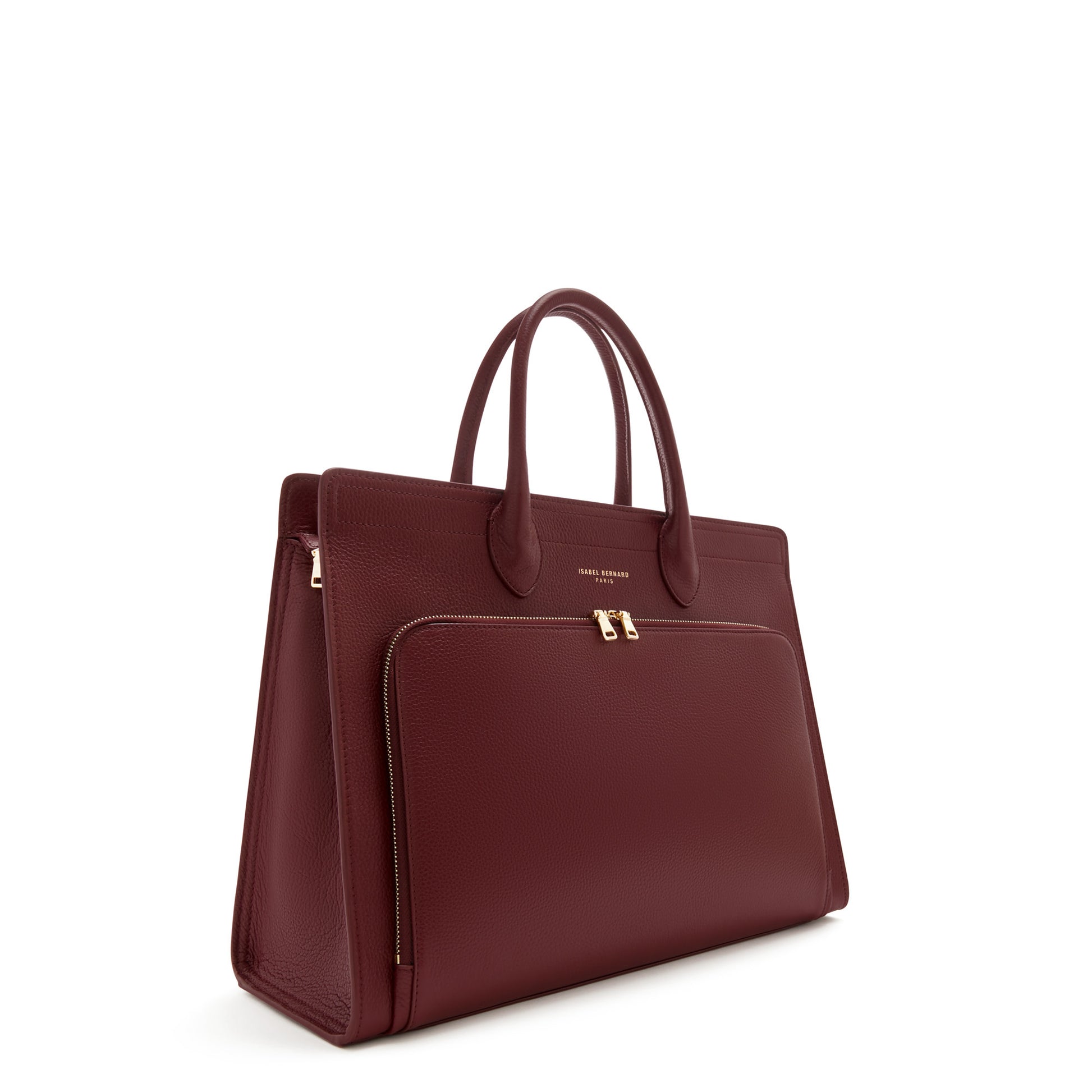 Honoré Nadine bordeaux red calfskin leather handbag with laptop compartment -  - Isabel Bernard