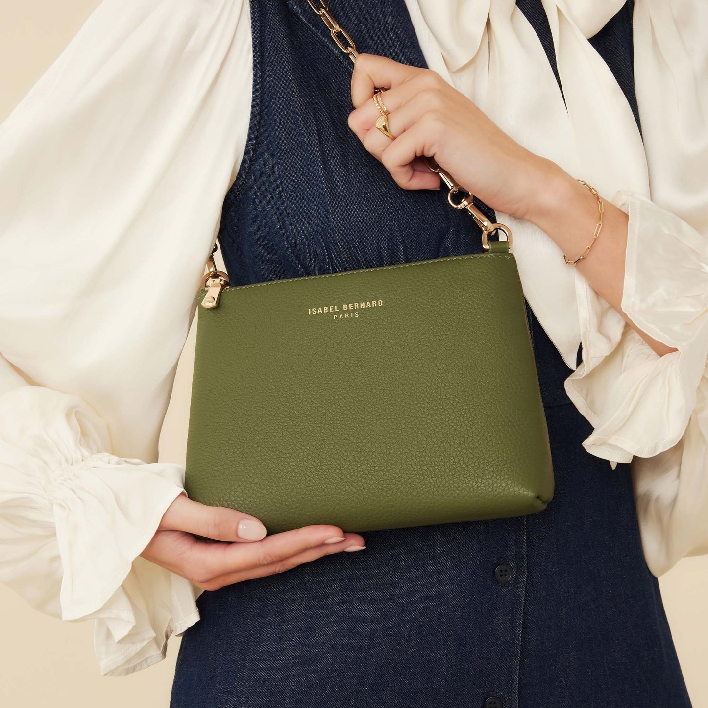 Honoré Misra green calfskin leather shoulder bag -  - Isabel Bernard