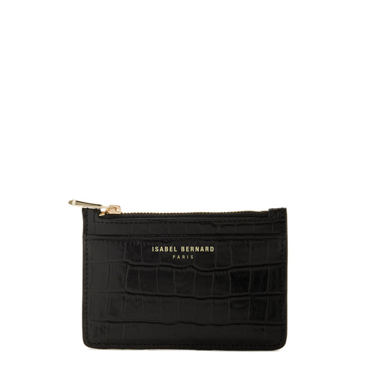 Honoré Aveline croco black calfskin leather card holder -  - Isabel Bernard