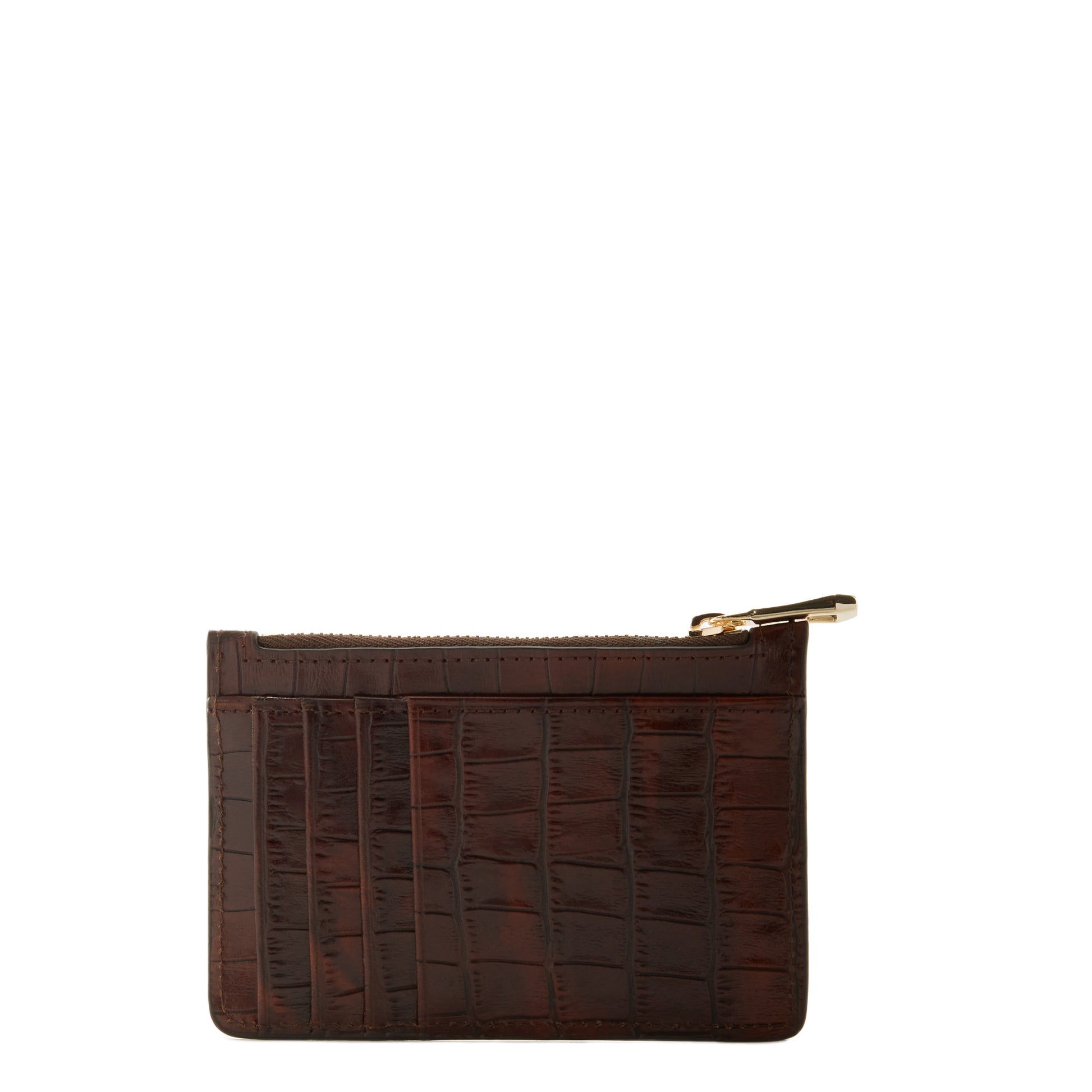 Honoré Aveline croco brown calfskin leather card holder -  - Isabel Bernard