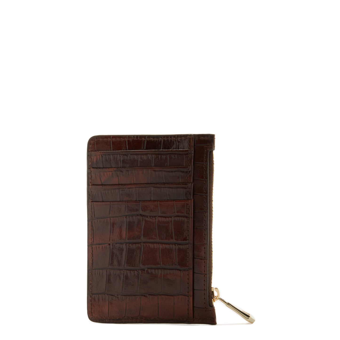 Honoré Aveline croco brown calfskin leather card holder -  - Isabel Bernard