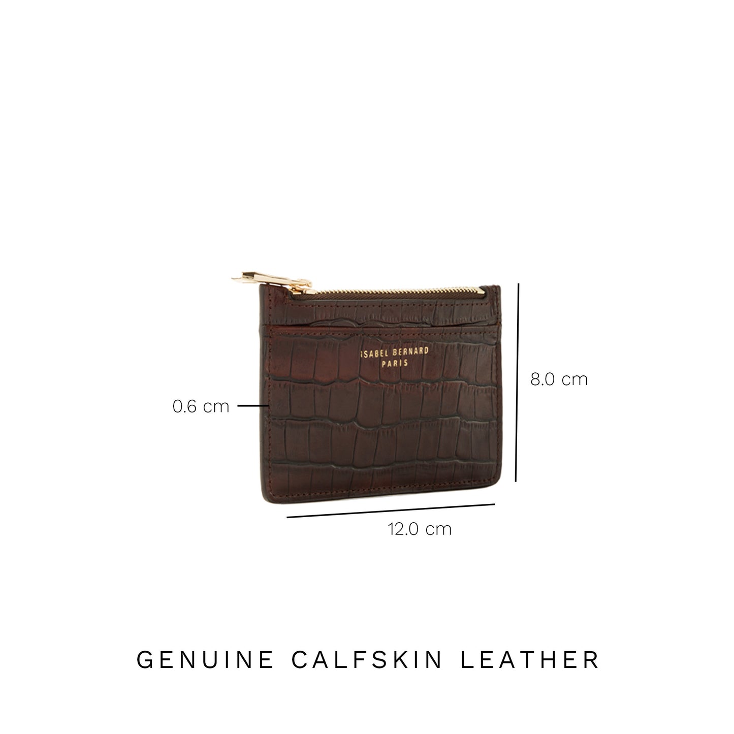 Honoré Aveline croco brown calfskin leather card holder -  - Isabel Bernard