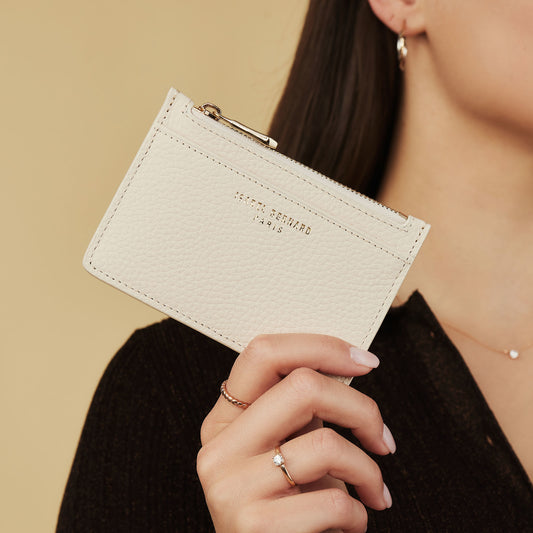 Honoré Aveline cream calfskin leather card holder -  - Isabel Bernard