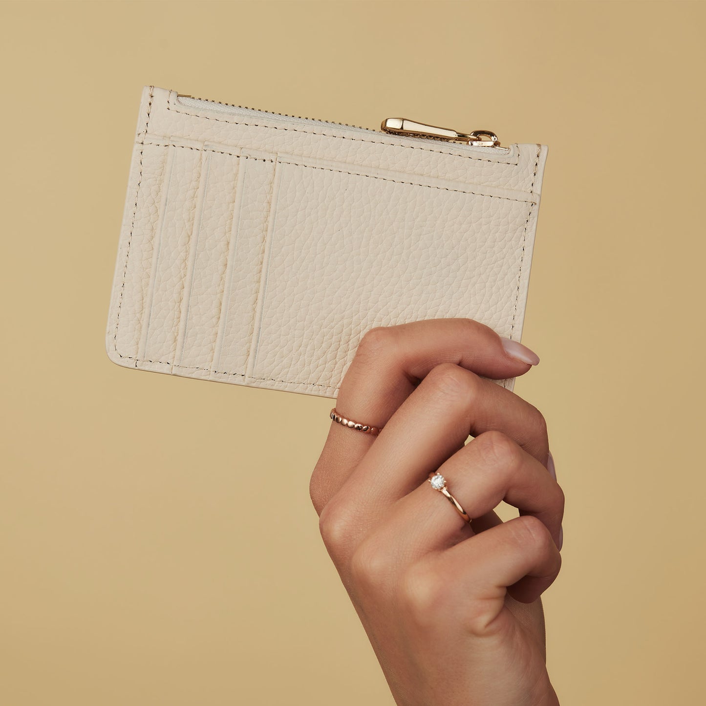 Honoré Aveline cream calfskin leather card holder -  - Isabel Bernard