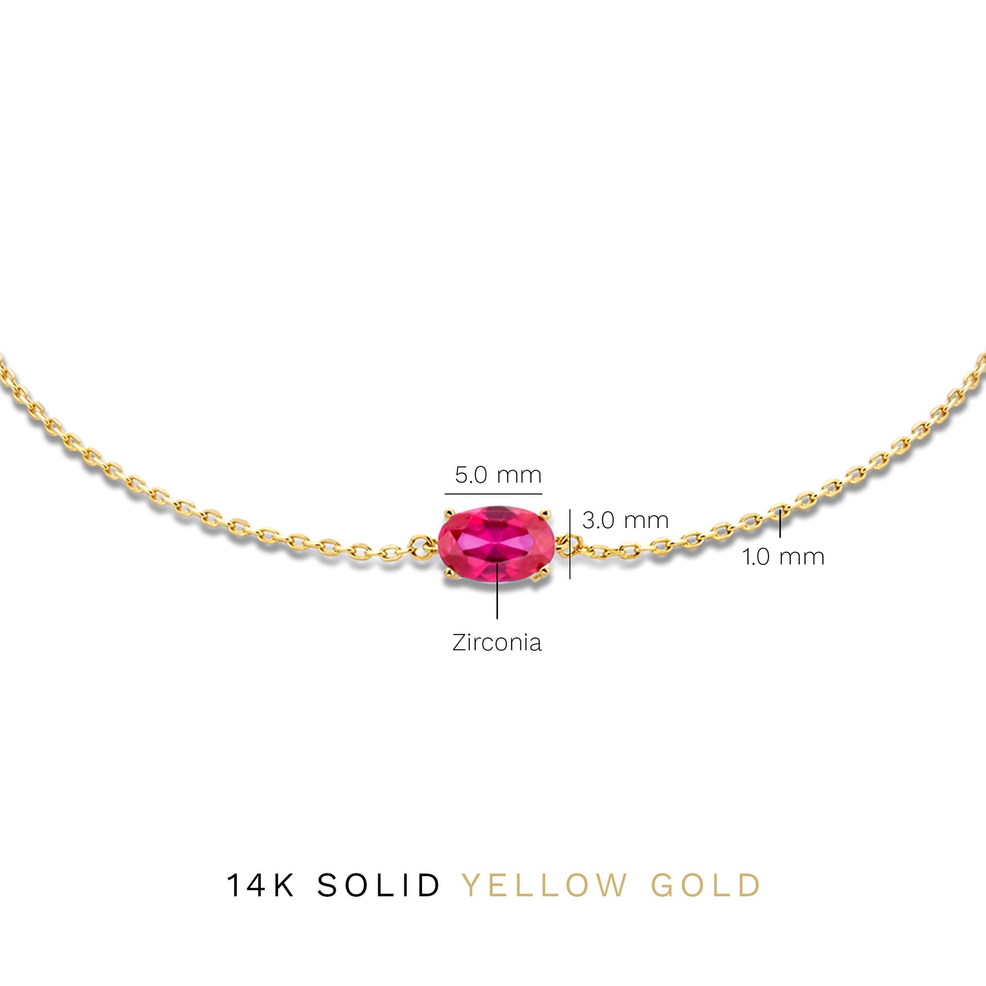 Baguette Roux 14 karat gold bracelet with red zirconia stone -  - Isabel Bernard