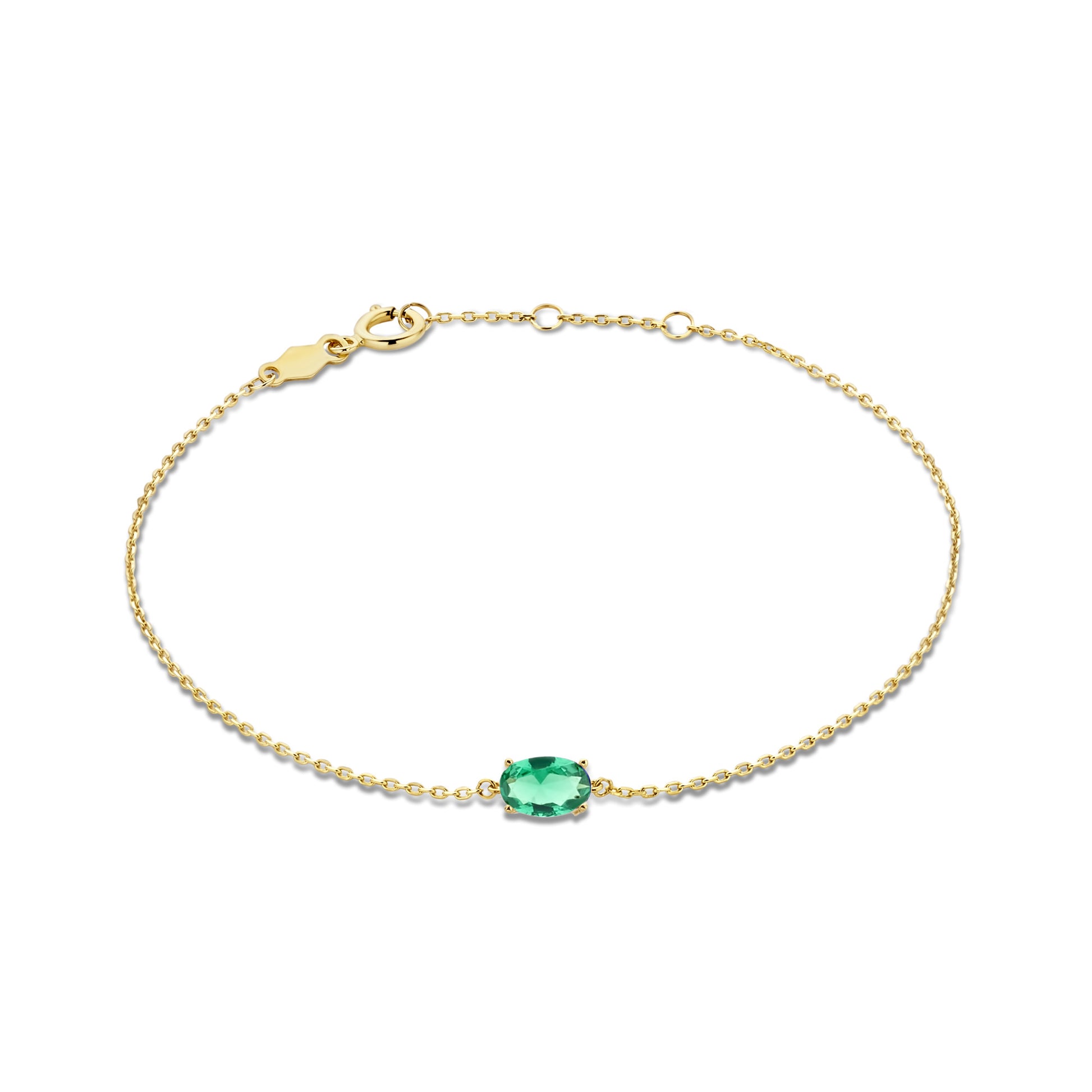 Baguette Olivia 14 karat gold bracelet with green zirconia stone -  - Isabel Bernard