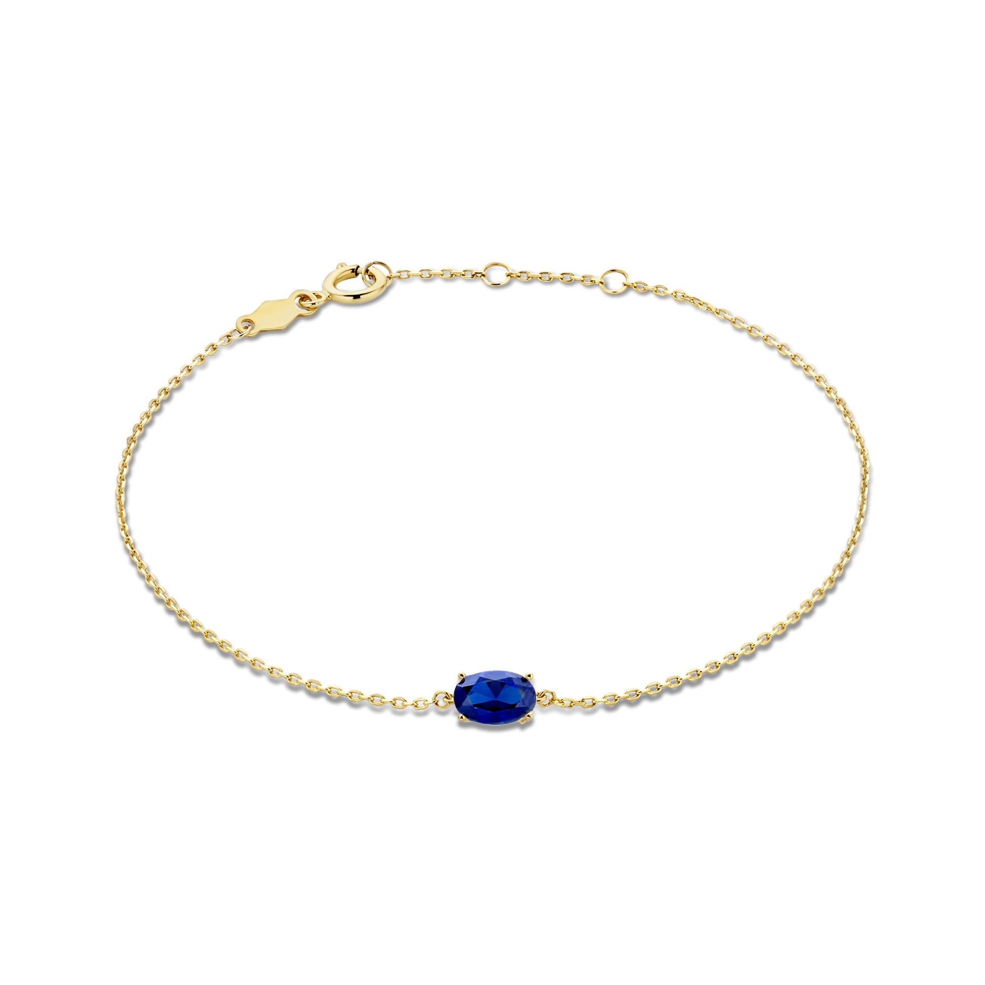 Baguette Nila 14 karat gold bracelet with blue zirconia stone -  - Isabel Bernard