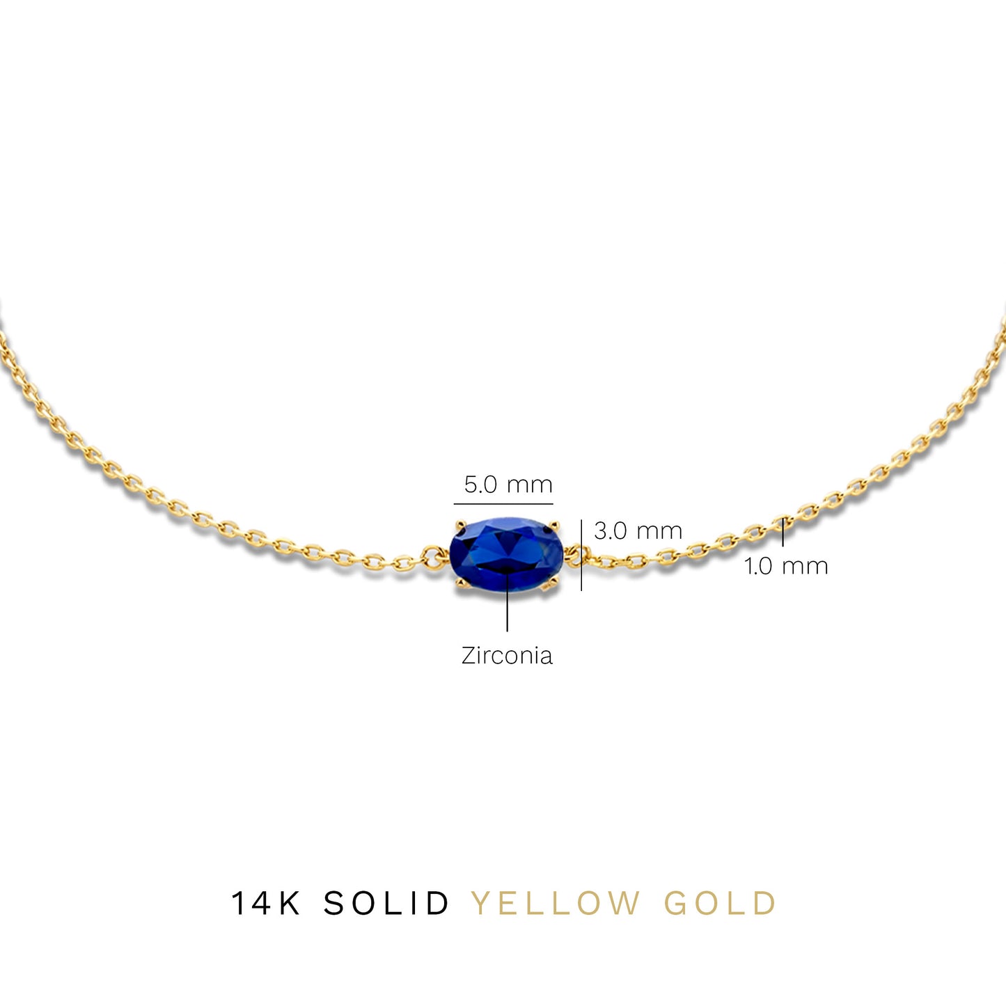 Baguette Nila 14 karat gold bracelet with blue zirconia stone -  - Isabel Bernard