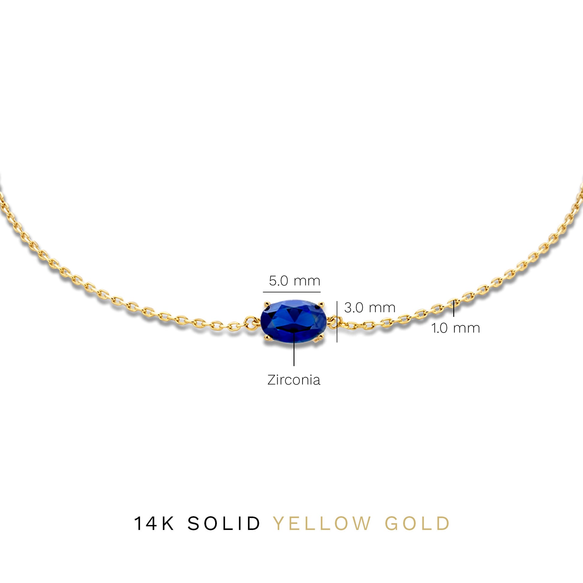 Baguette Nila 14 karat gold bracelet with blue zirconia stone -  - Isabel Bernard