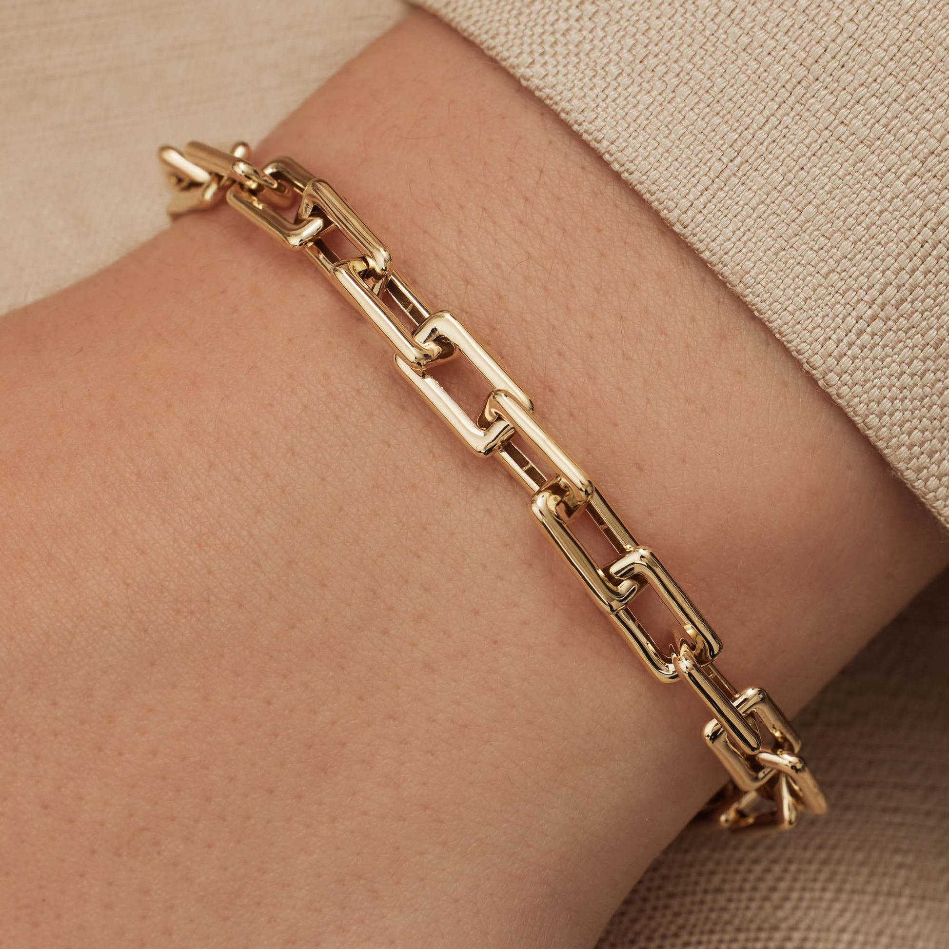 Aidee Adeline 14 karat gold link bracelet with square chains -  - Isabel Bernard