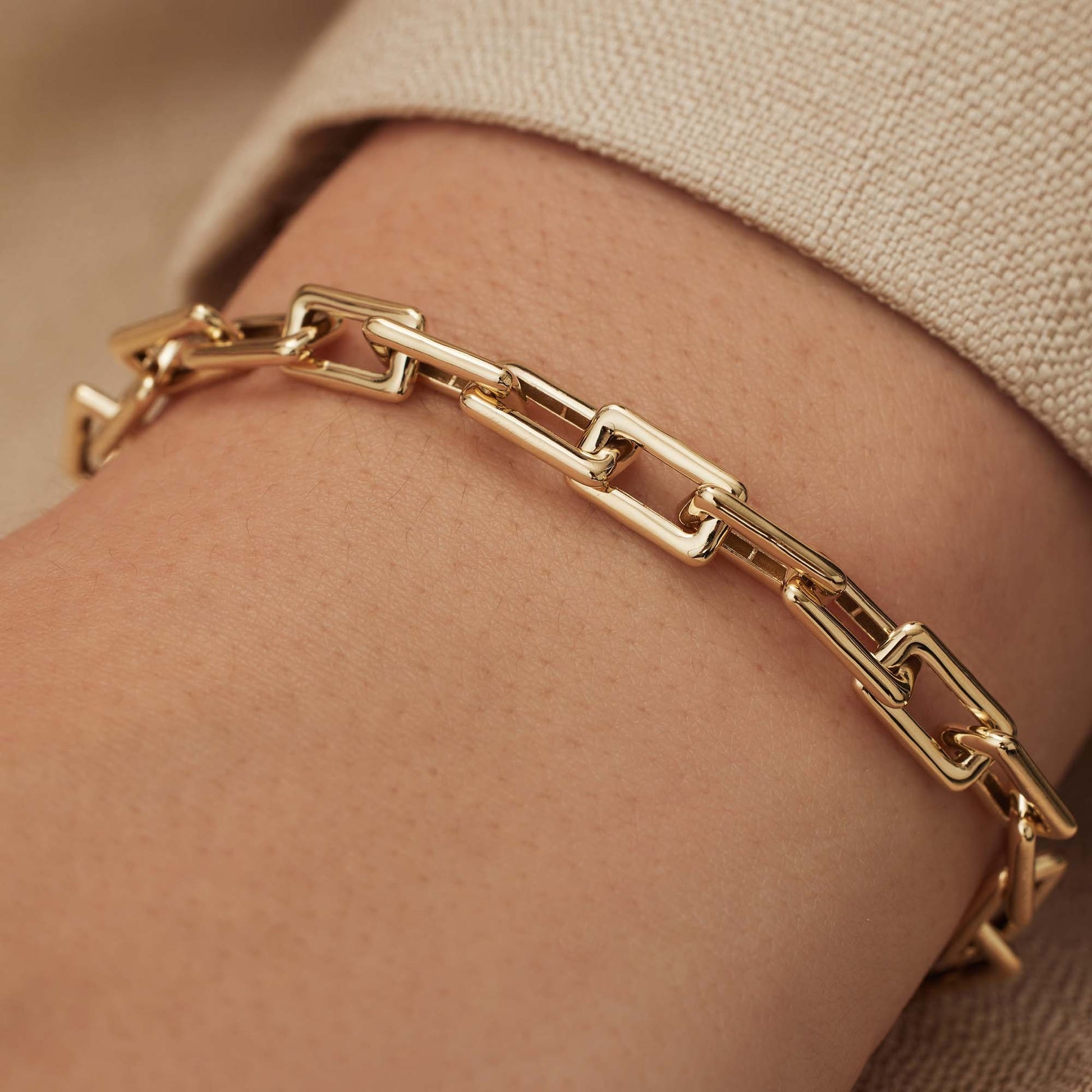 Aidee Adeline 14 karat gold link bracelet with square chains -  - Isabel Bernard