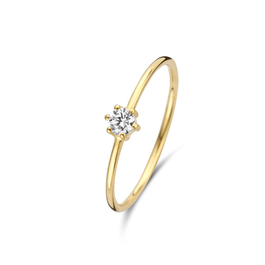 Le Marais Abelle 14 karat gold ring with zirconia stone -  - Isabel Bernard