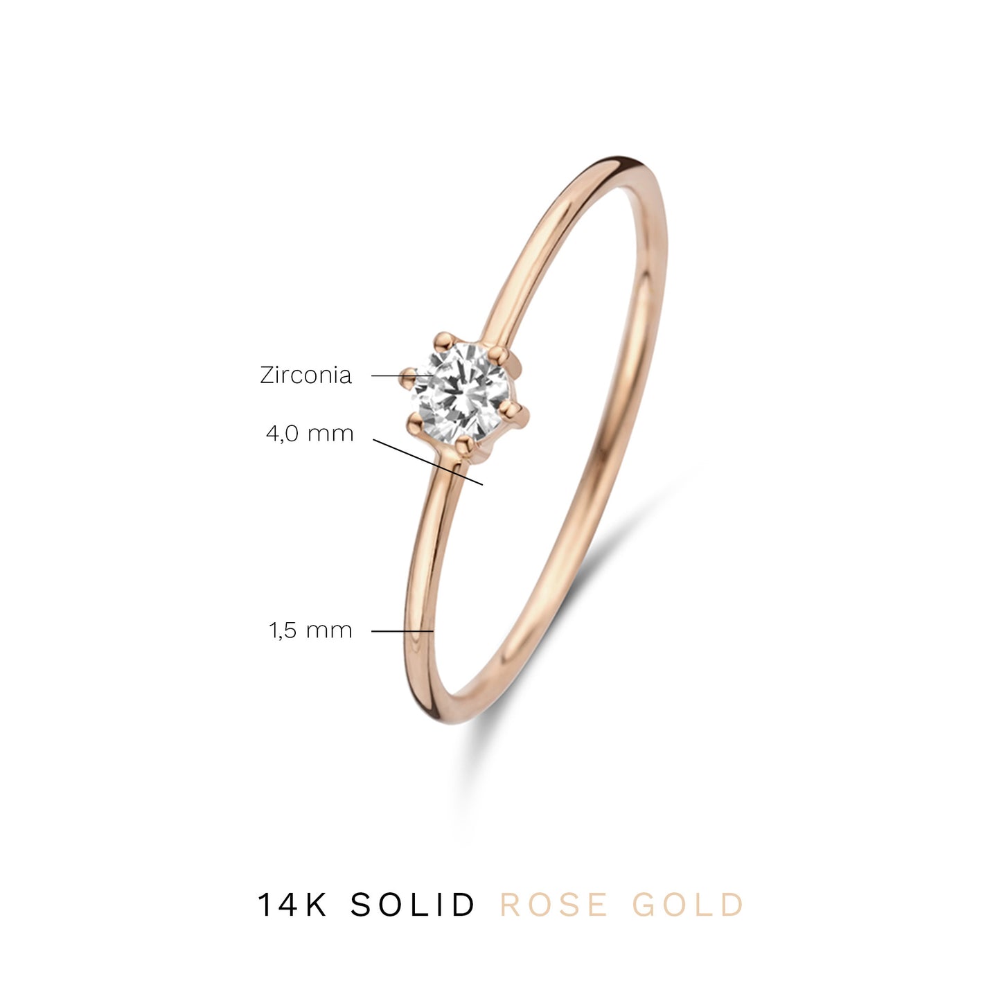 La Concorde Abelle 14 karat rose gold ring with zirconia stone -  - Isabel Bernard