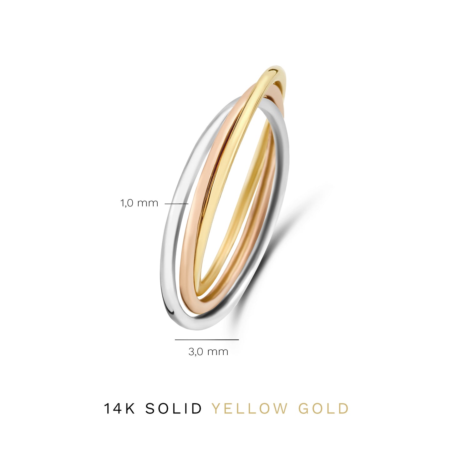 Tricolore Maeve 14 karat gold ring with three colours of gold - - Isabel Bernard