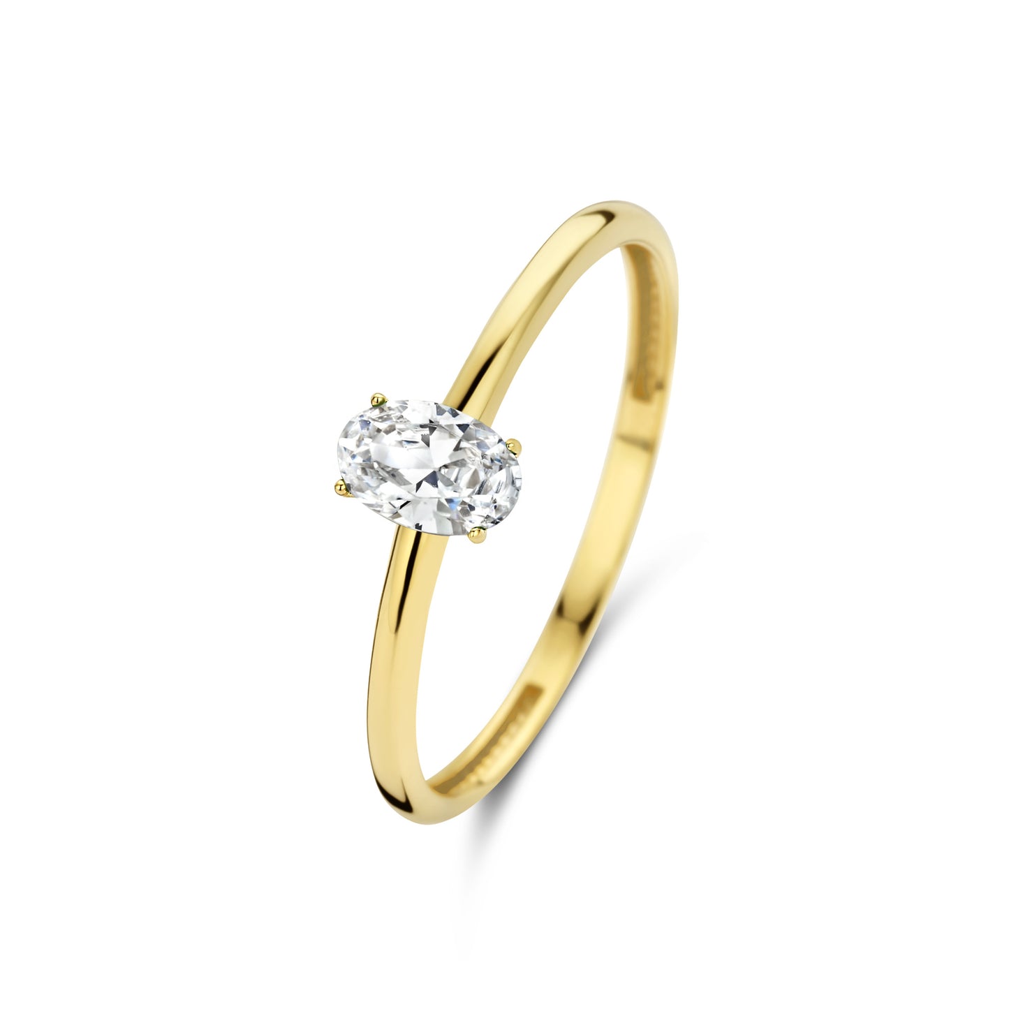 Baguette Genevieve 14 karat gold ring with white zirconia stone -  - Isabel Bernard