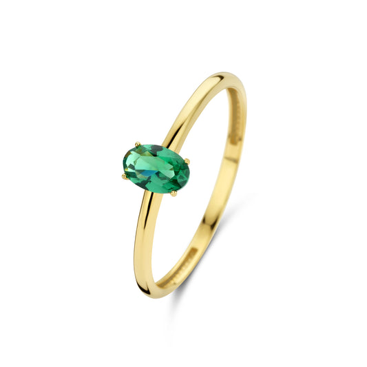 Baguette Olivia 14 karat gold ring with green zirconia stone -  - Isabel Bernard