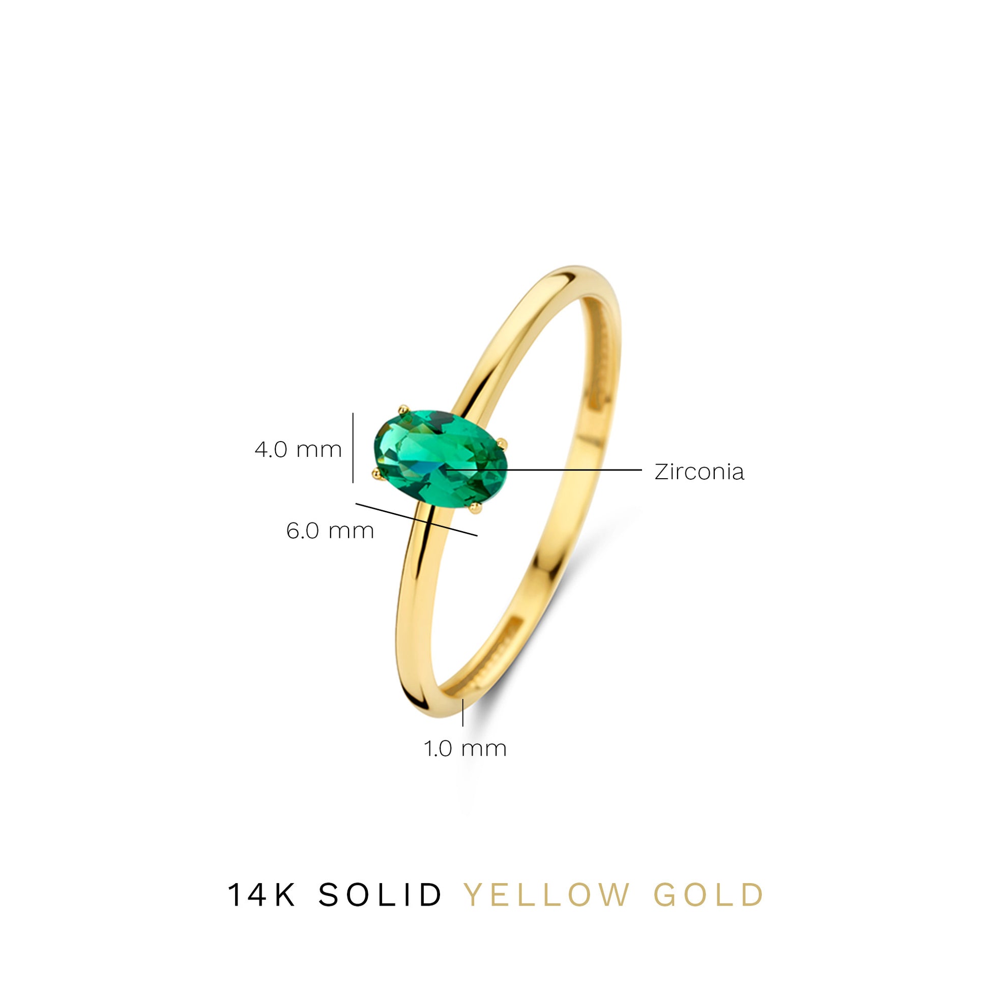 Baguette Olivia 14 karat gold ring with green zirconia stone -  - Isabel Bernard