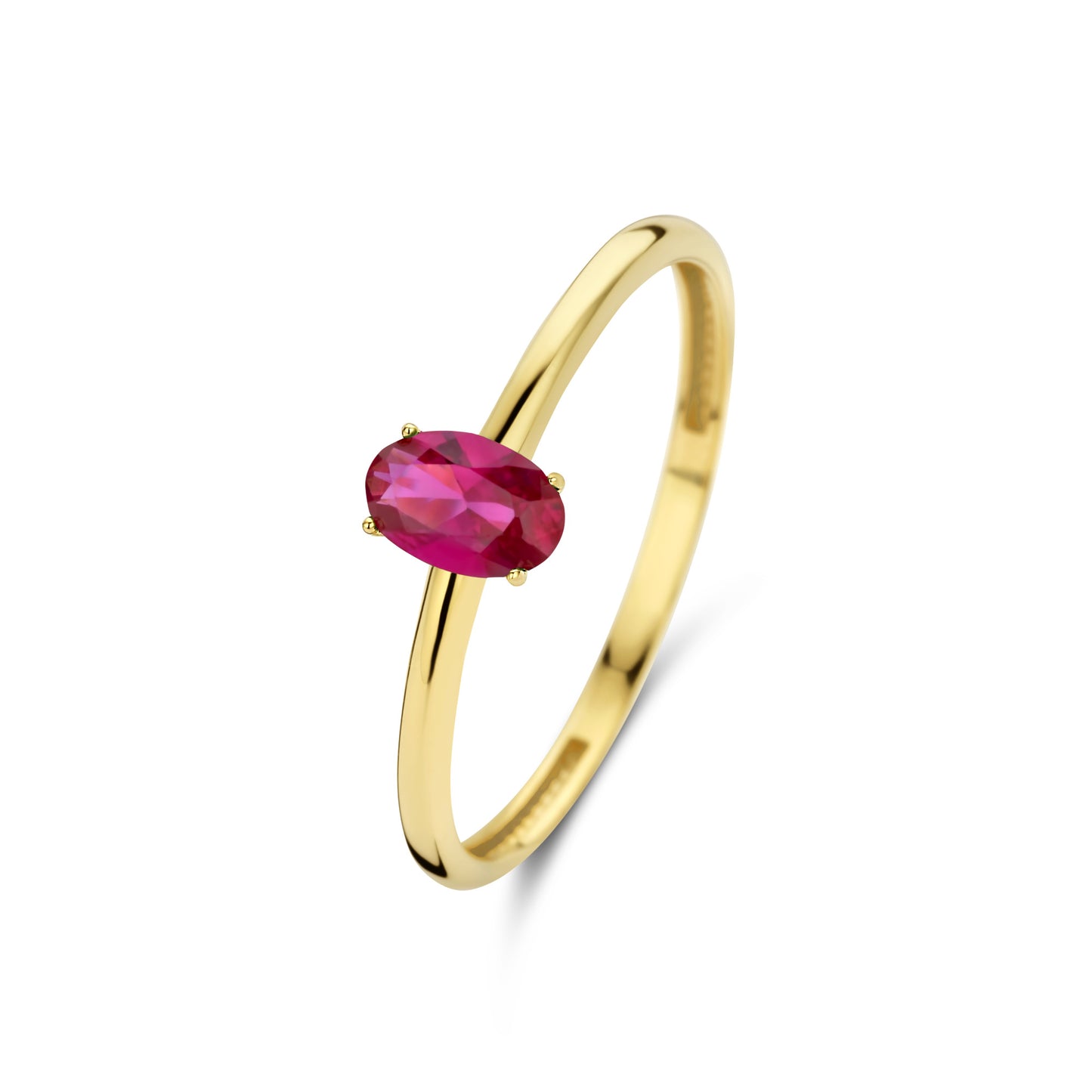 Baguette Roux 14 karat gold ring with red zirconia stone -  - Isabel Bernard