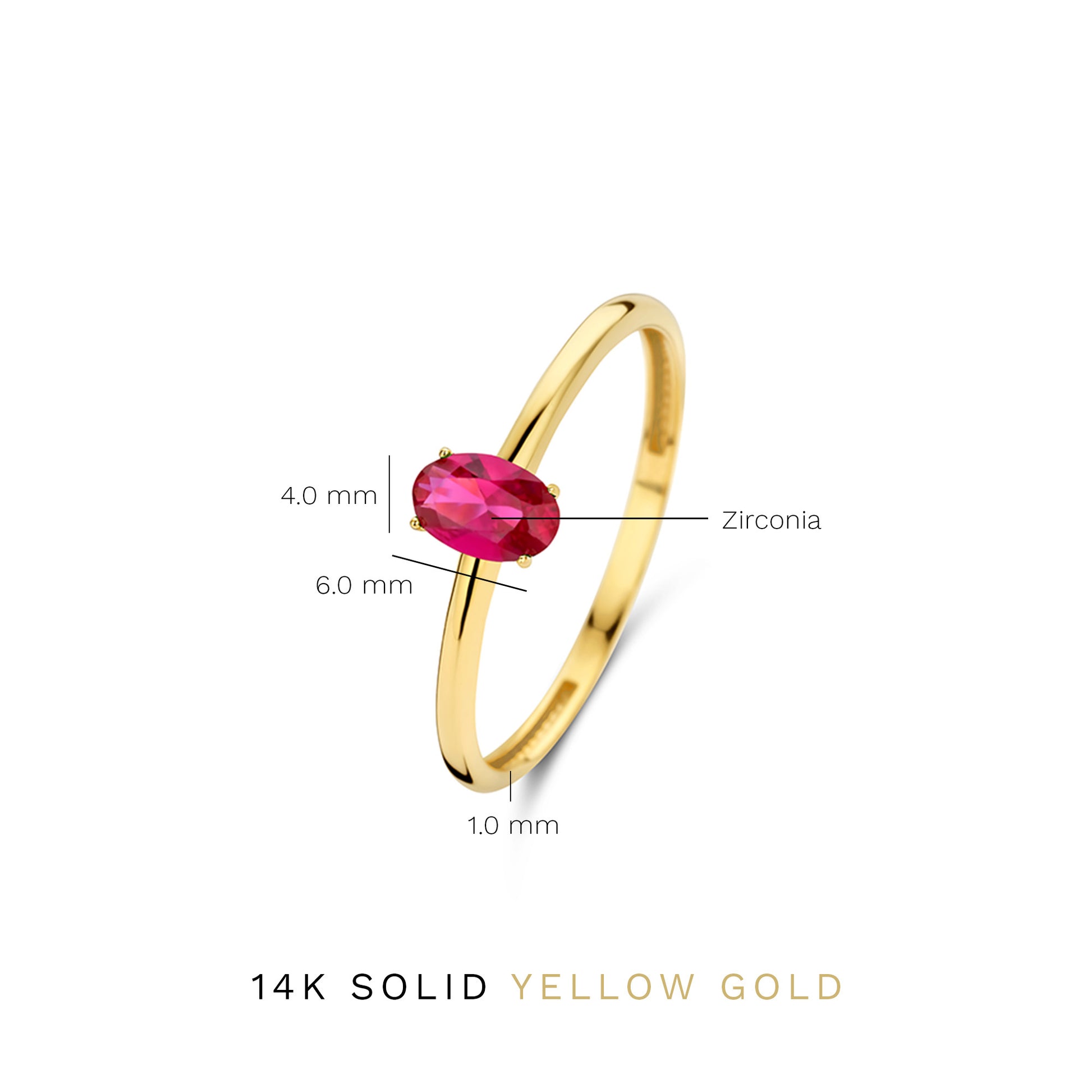 Baguette Roux 14 karat gold ring with red zirconia stone -  - Isabel Bernard