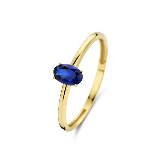 Baguette Nila 14 karat gold ring with blue zirconia stone -  - Isabel Bernard