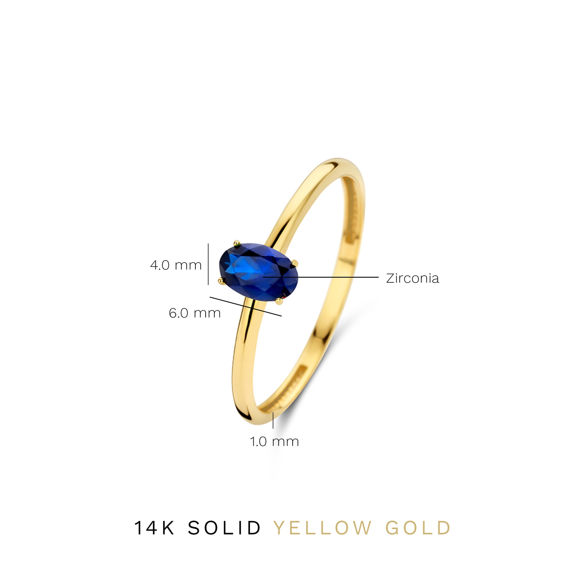 Baguette Nila 14 karat gold ring with blue zirconia stone -  - Isabel Bernard