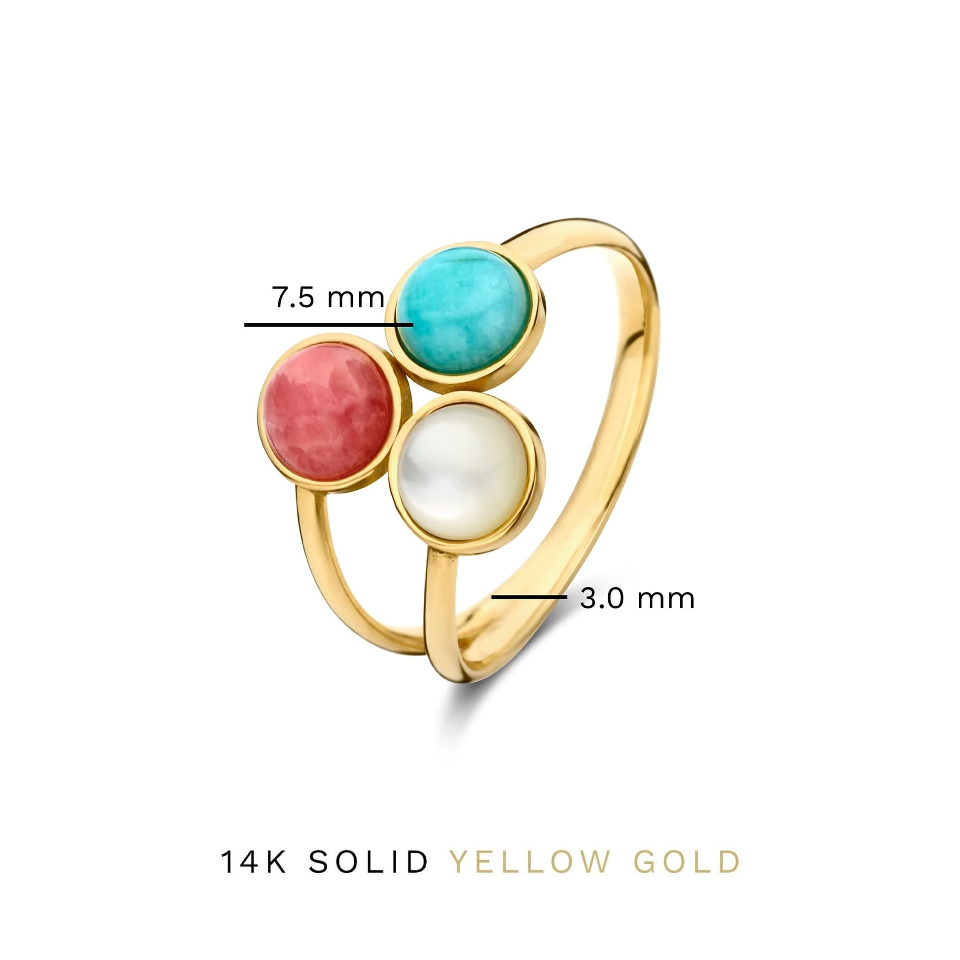 Belleville Cachet 14 karat gold ring with rose quartz, amazonite and mother of pearl gemstones -  - Isabel Bernard