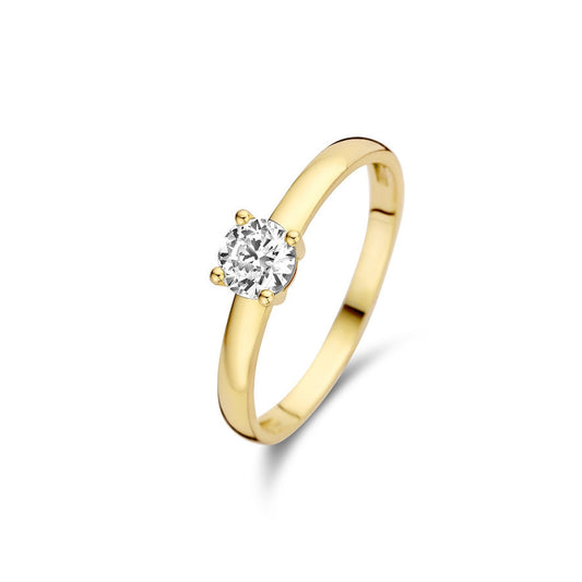 Le Marais Soleil 14 karat gold ring with zirconia stone -  - Isabel Bernard