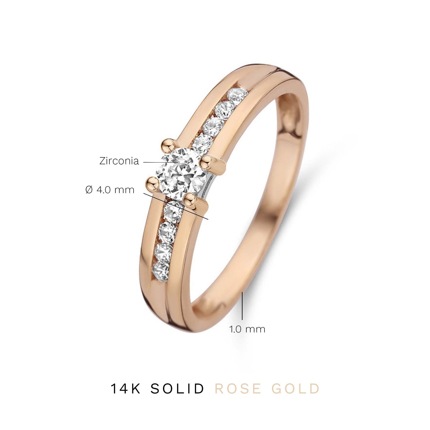 La Concorde Estee 14 karat rose gold ring zirconia stones -  - Isabel Bernard