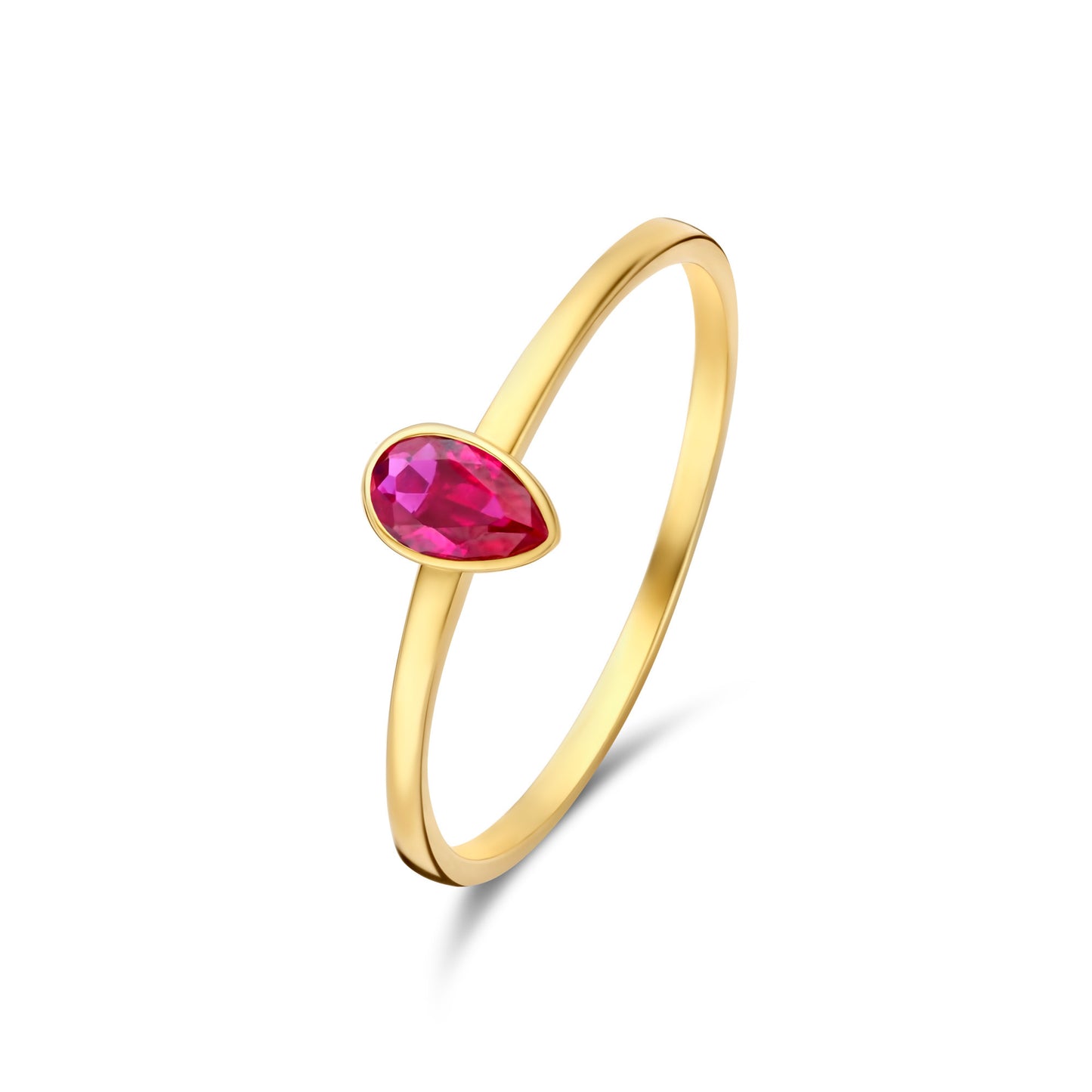 Baguette Roux 14 karat gold ring with red zirconia -  - Isabel Bernard