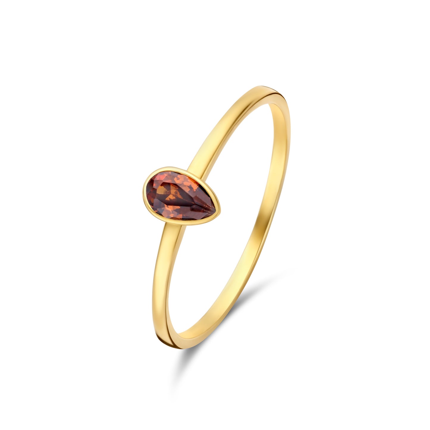 Baguette Brune 14 karat gold ring with brown zirconia -  - Isabel Bernard