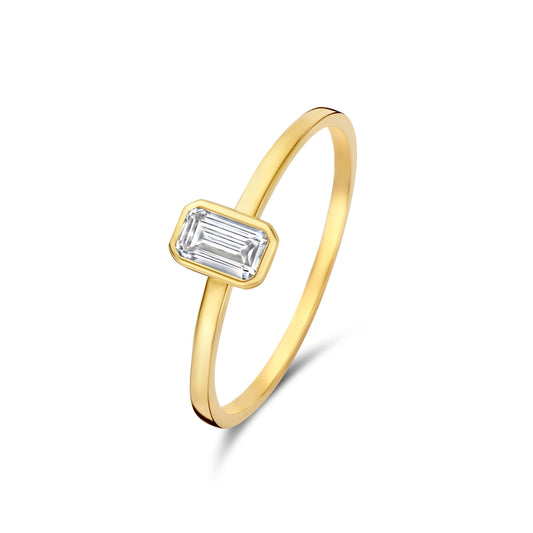 Baguette Genevieve 14 karat gold ring with white zirconia -  - Isabel Bernard