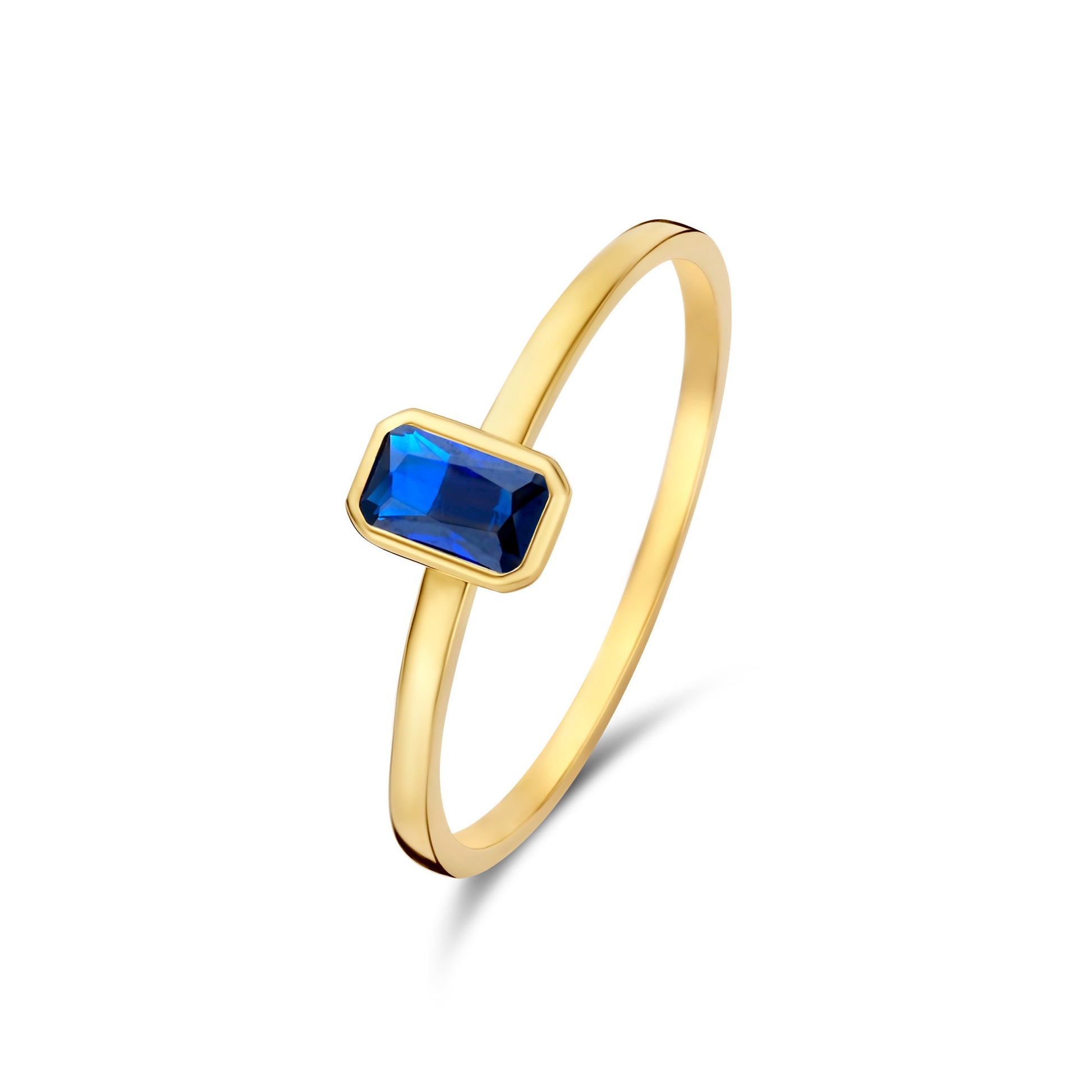 Baguette Nila 14 karat gold ring with blue zirconia -  - Isabel Bernard