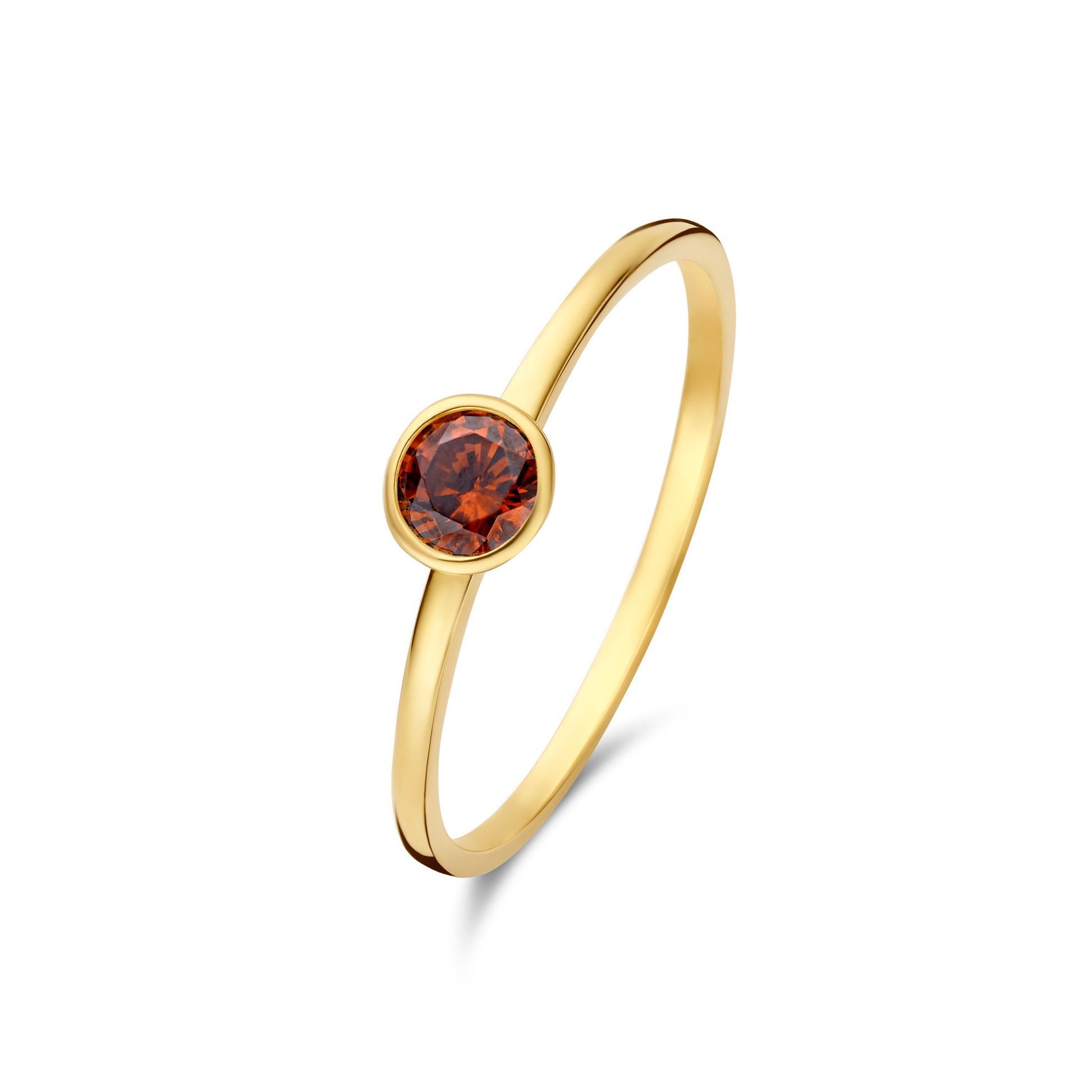 Baguette Brune 14 karat gold ring with brown zirconia -  - Isabel Bernard