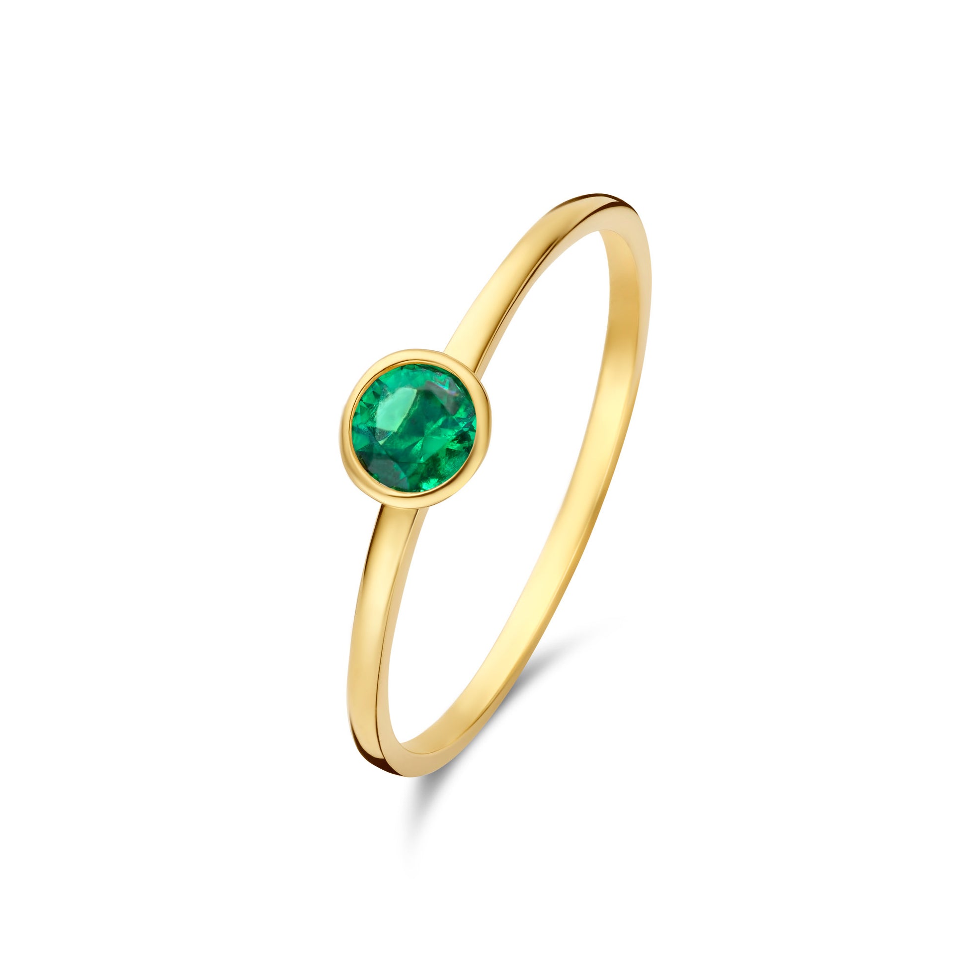 Baguette Olivia 14 karat gold ring with green zirconia -  - Isabel Bernard