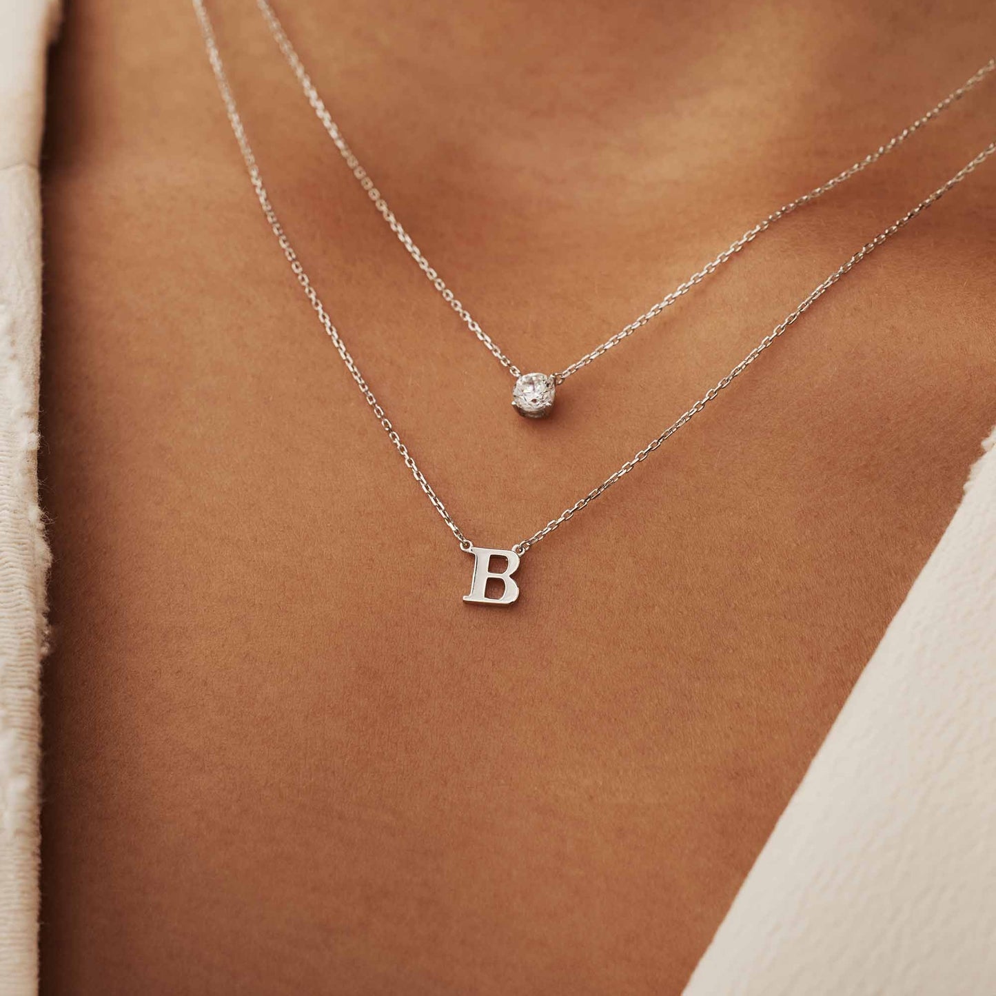 Saint Germain Chloé 14 karat white gold initial collier with letter -  - Isabel Bernard